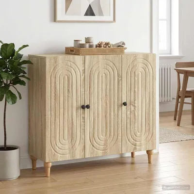 Zdjęcie produktu dla Komoda vidaXL z drewna dębowego Sonoma, 89 x 34,5 x 80 cm, materiał drewnopochodny