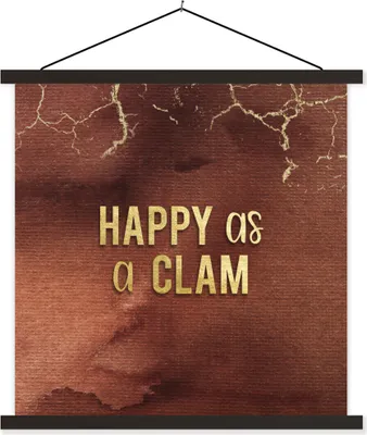 Produktbild von MuchoWow® Textilposter Zitate - Muschel - Roségold 90x90 cm mit schwarzem Rahmen - Magnetisches
