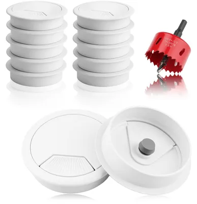 Zdjęcie produktu dla Omgoods - Przejściówki do kabli do biurka, średnica 60 mm, 12 sztuk
