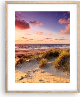 Produktbild von Gerahmtes Poster - Rahmen in heller Eiche - Meer Strand Düne - 40x50 cm - Wand Bild - Wanddeko - Wandbilder - Kunstposter - Wandposter - Bilderrahmen - Bilder - Kunstdruck - Wandbild - P2NPA40x50-3540