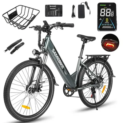 Produktbild von SAMEBIKE RS-A01 Pro E-Bike 26" 250W 90KM Reichweite 36V 15Ah Akku Shimano 7-Gang 150kg Belastbar Grau