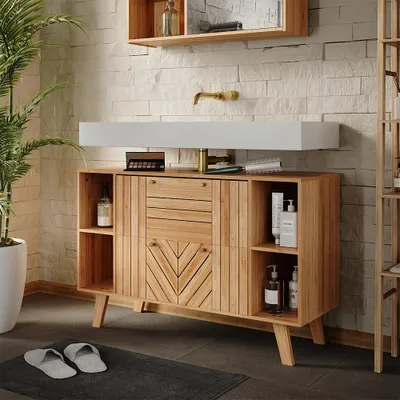 Zdjęcie produktu dla Szafka na wannę Vicco Lucie Bambus 100 x 65 cm z 2 szufladami, Model 58722