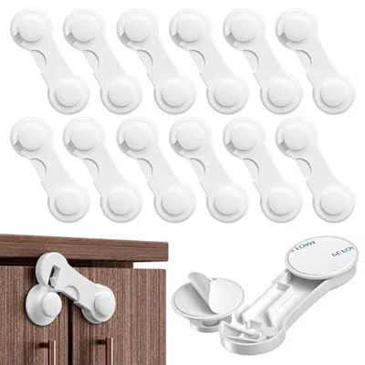 Produktbild von Kimsky 12 Stück Kindersicherung Schrank, Weiß Kindersicherung Schubladen für Babys und Kleinkinder, Schubladensicherung für Möbel, Küche, Schranksicherung Baby Mit Kleber, kein Bohren