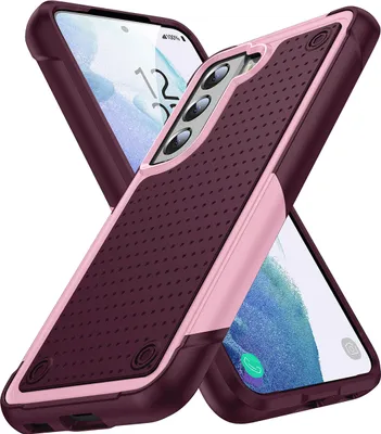 Produktbild von Für Samsung Galaxy S21+ 5G Hülle Militärqualität Stoßfest Hybrid 2 in 1 Hart PC Weich TPU Handyhülle Pink Rot