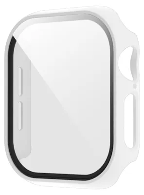 Image de Étui en plastique PC pour Apple Watch Series 11 / 10 46 mm + verre de protection dur, blanc
