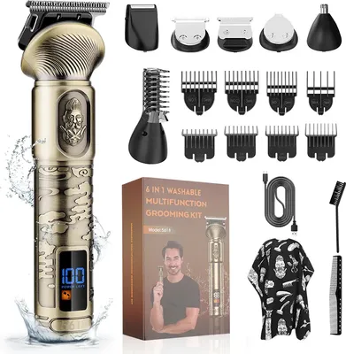Immagine prodotto di INF Rifinitore per capelli 6 in 1, rifinitore per barba, rifinitore per naso - Potente e silenzioso Bronzo