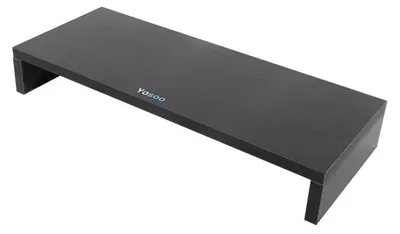 Immagine prodotto di Supporto per monitor da scrivania, per PC o laptop, in legno, colore nero, dimensioni 50 x 20 x 7,7 cm