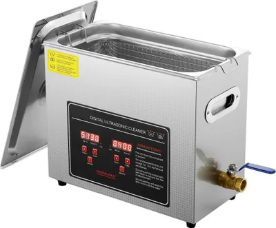 Zdjęcie produktu dla Myjka ultradźwiękowa SM® - Urządzenie czyszczące ze stali nierdzewnej - 349 W, pojemność 6 L - Z wyświetlaczem cyfrowym - Timer 0-30 min - Idealna do biżuterii, okularów, zegarków - Profesjonalne czyszczenie ultradźwiękowe.