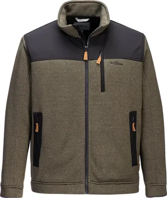 Produktbild von Blue Wave Herren Fleecejacke Fabrizio - Strickjacke Fleece Jacke mit Softshell-Besatz in Oliv Größe M