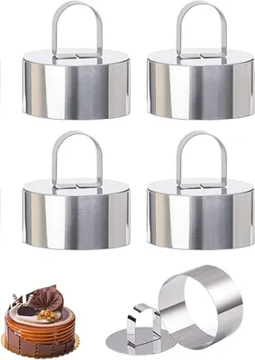 Produktbild von 4 Stück Dessertringe,tortenring Verdickte Edelstahl-Kuchenringform Für Dessert-Gebäckmousse, Kuchen Schimmel