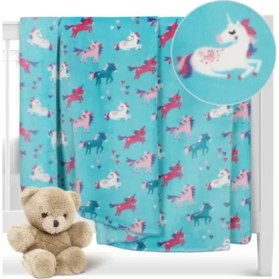 Obrázok produktu pre Detská deka ELLA – 100 x 150 cm – tyrkysová, ružová, biela