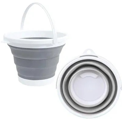 Produktbild von Famanu Faltbare Silikon-Eimer 10 Liter - Platzsparender tragbarer Eimer für Angeln, Camping und Reisen