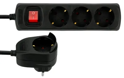 Produktbild von REV Steckdosenleiste PowerSplit - 4Fach (3+1), Schalter, 3500W, 2m, schwarz
