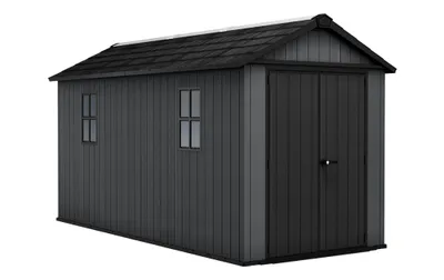 Produktbild von Keter Newton Plus 7515 Gartenhaus, wetterfest, UV-beständig, mit Evotech-Holzoptik, Grau