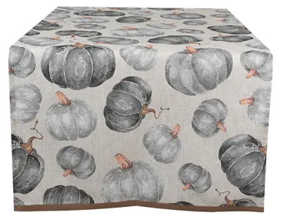 Zdjęcie produktu dla Clayre & Eef bieżnik na stół 50x140 cm szara bawełniana dynia