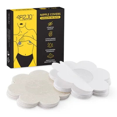 Produktbild von 4FIZJO Baumwoll-Nippelcover, beige, Blumenform, 20 Stück