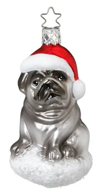 Produktbild von INGE-GLAS® Weihnachts-Hänger Mops mit Nikolausmütze