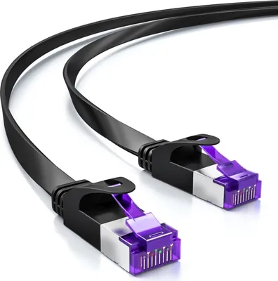 Produktbild von deleyCON 7,5m RJ45 Patchkabel Flachkabel mit CAT7 Rohkabel Netzwerkkabel Ethernetkabel Slim U/FTP Gigabit Ethernet Lan Kabel Kupfer - Schwarz