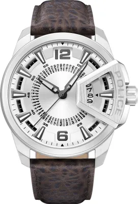 Produktbild von POLICE Herrenuhr Quarzuhr silber / braun onesize Herren 46 PEWJB0005601, PEWJB0005603