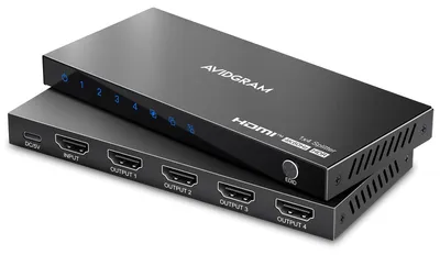 Produktbild von HDMI-Verteiler HDMI-Splitter HDMI-Verdeiler - 1 auf 4 - 4K 60Hz - HDR10 - 18 Gbps - Schwarz