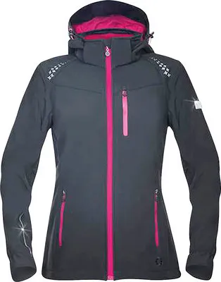 Obrázek produktu pro Softshellová bunda FLORET dámská černá s růžovými zipy 4XL