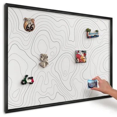 Produktbild von Magnettafel 100x70 cm mit schwarzem Rahmen - Magnetische Metalltafel, Magnetpinnwand zur Wandmontage für Wohnzimmer, Küche, Flur, Kinderzimmer und Büro - Geometrische Eleganz