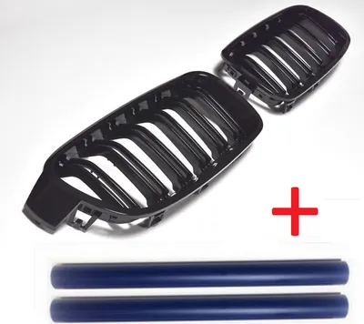 Immagine prodotto di Griglia del radiatore Griglia sportiva Griglia nera lucida + montanti della griglia in colore BLU per