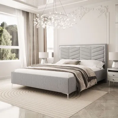 Produktbild von Polsterbett AURORA II 160x200 mit Container und Metallgestell Boston Light Grey ohne Matratze