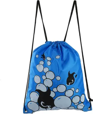 Produktbild von Wasserdichter Rucksack mit Kordelzug, faltbarer Beutel (Blauer Fisch)