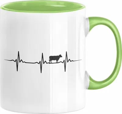 Produktbild von Kuh Herzschlag Bauer Rind Bauernhof Landwirt Geschenk Tasse (Grün)