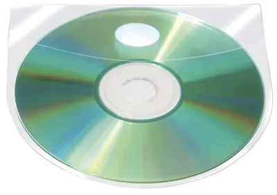 Zdjęcie produktu dla Q-Connect® KF27032 Samoprzylepne etui na płyty CD/DVD - z samoprzylepną klapką, przezroczyste, 10 szt