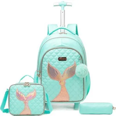 Produktbild von Kinderrucksack mit Rollen für Mädchen - 17 Zoll Schulwagen