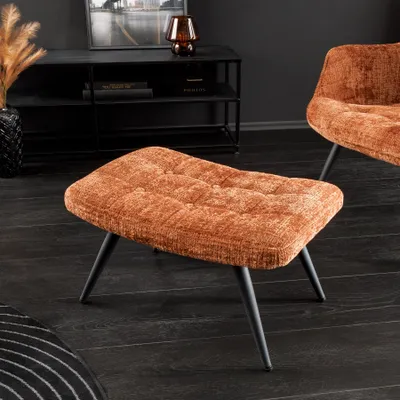 Produktbild von riess-ambiente Moderner Hocker SCANDINAVIA rost braun Chenillestoff Metallbeine Fußhocker Polsterhocker