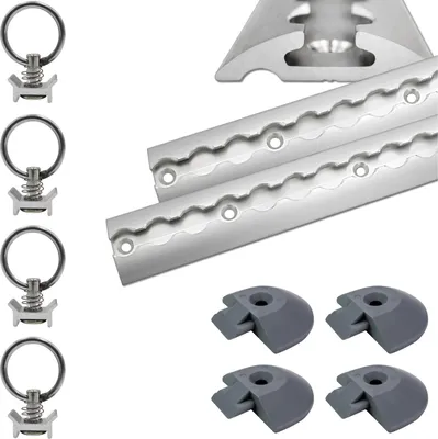 Produktbild von Airlineschiene halbrund Aluminium 2,0 m, 2er Set - silber eloxiert inkl. 4 Zurrösen & 4 Endkappen