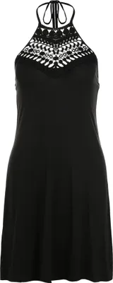 Produktbild von LASCANA Neckholderkleid mit Spitzeneinsatz aus Häkelspitze vorn schwarz Größe 34