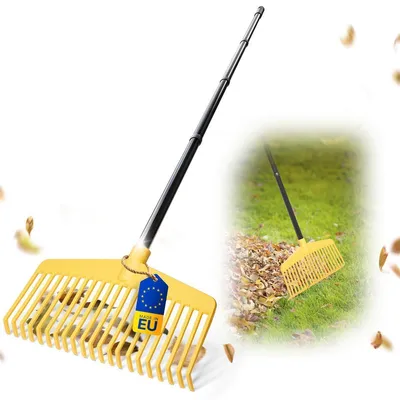 Productafbeelding van Novatool bladhark met 4-delige steek- en schroefsteel, 2-in-1 combinatieapparaat: bladhark en bladvork met 20 kunststof tanden, werkbreedte 45 cm. Bladhark, tuinhark, gazonhark, hark, tuingereedschap