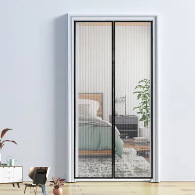Obrázok produktu pre VINGO Magnetická sieťka proti hmyzu na dvere 90x210cm, magnetická záclona je ideálna pre balkónové dvere, pivničné dvere a dvere na terasu, jednoduchá lepiaca inštalácia bez vŕtania