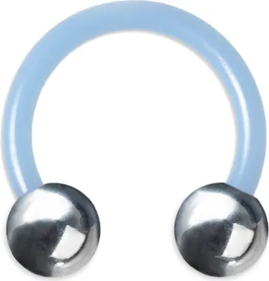 Produktbild von viva-adorno 2 x 12 x 6mm Hufeisen Piercing PTFE Kunststoff Edelstahl Kugeln Brustpiercing Septumpiercing verschiedene Farben Z439,hellblau