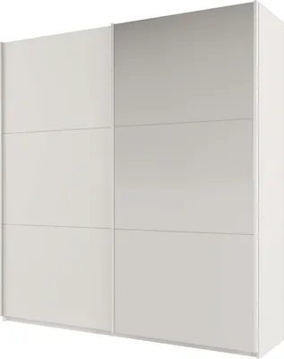 Produktbild von Furniture24 Kleiderschrank Rodos 200 Schrank Schwebetürenschrank mit Spiegel 2 Kleiderstange Weiß, 200 cm breit