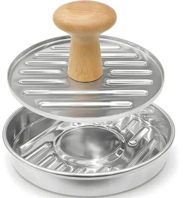 Produktbild von HI NATURE™ Professionelle Burgerpresse aus Edelstahl – 13,1 cm Smash Burger Press mit Grillrillen – Antihaft Hamburgerpresse & Grillpresse