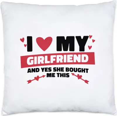 Produktbild von I Love My Girlfriend And Yes She Bought Me This Kissen Liebespaar Liebeserklärung Herzen Verliebt Love Liebe