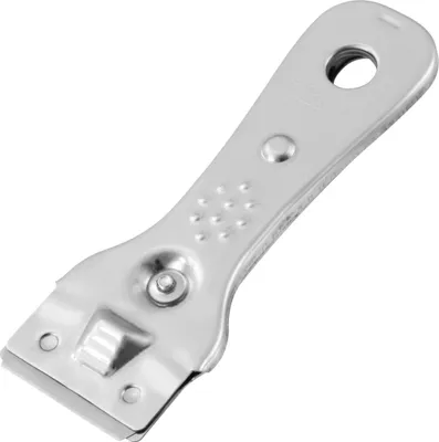 Produktbild von Fackelmann Reinungsschaber, Kochfeldschaber mit integrierter und ausfahrbarer Klinge aus Edelstahl, Ceranfeldschaber mit Fach für Ersatzklingen (Farbe: Silber) inkl. 4 Ersatzklingen