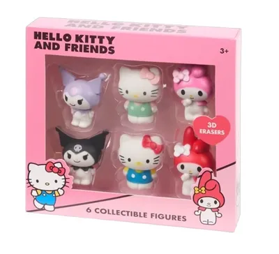 Produktbild von Hello Kitty 3D 6 Radiergummis 5 cm Kuromi Kawaii Minifiguren Durabo My Melody