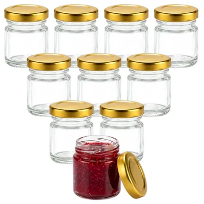 Image de Bocaux en verre avec couvercle à vis - lot de 10, hermétiques - pour yaourts, confitures et conserves - 35 ml
