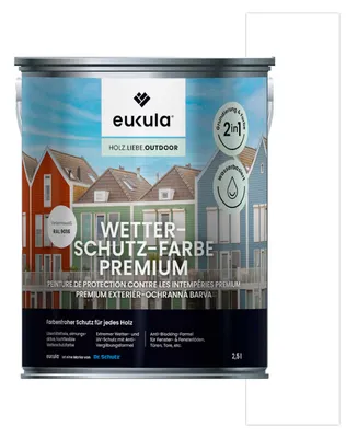 Produktbild von Eukula Universal Wetterschutz Farbe, 2,5 Liter, Verkehrsweiß RAL 9016