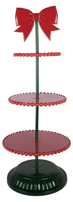 Produktbild von Clayre & Eef 3-Schicht-Etagere Ø 31x80 cm Rot Metall