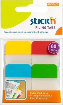 Image de Marque-pages autocollants Hopax en plastique - 38 x 25 mm / 4 x 20 marque-pages
