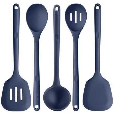 Immagine prodotto di Set di utensili da cucina in silicone extra lunghi, 5 pezzi, resistenti al calore