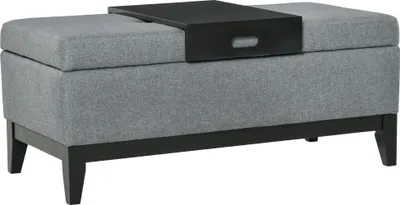 Produktbild von HOMCOM Sitzbank Sitzhocker belastbar bis 120 kg mit Tablett Dunkelgrau+Schwarz