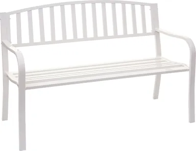 Produktbild von Gartenbank HWC-F43, Bank Parkbank Sitzbank, 2-Sitzer pulverbeschichteter Stahl  weiß